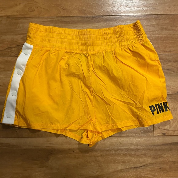 VS PINK Black & Yellow Matching Crewneck & Track Shorts Set - Picture 2 of 10